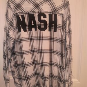 Nash Women's Plaid Button Down Shirt - Black and White